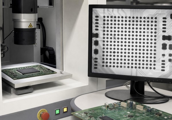X-ray inspection equipment displaying hidden BGA solder joints
