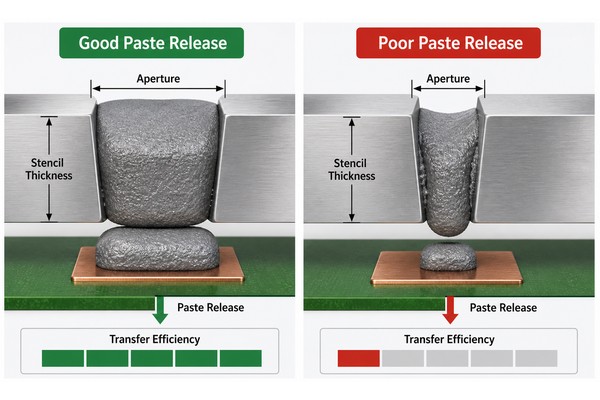 Stencil area ratio and solder paste release